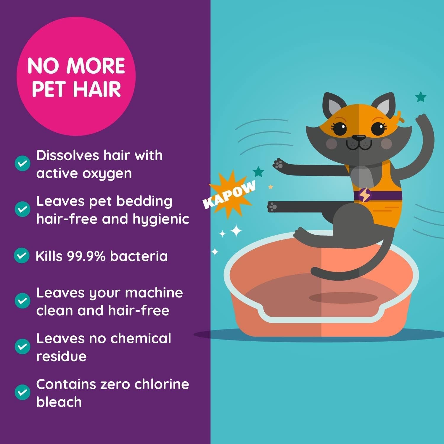 Pet Hair Remover for Washing Machines - 3 X 100G (3 Washes) - Pet Hair Dissolver for Dog and Cat Hair Removal - Perfect for Pet Bedding and Dog Grooming Cleanup